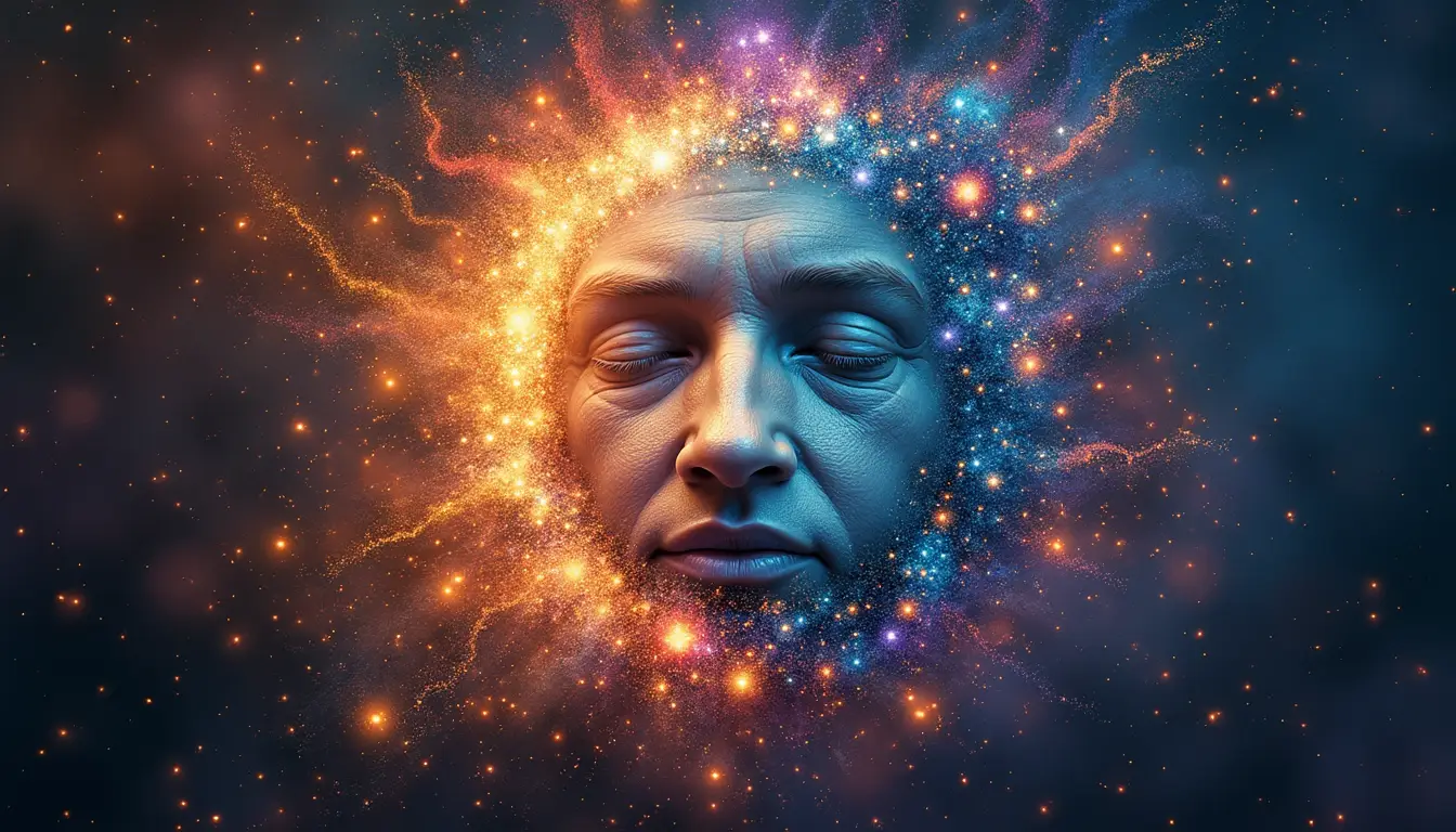 Kosmisches Gesicht in Sternen eingebettet